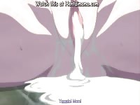 Shaved pussy of an anime student is dripping with cum