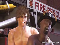 Gay hentai fire fighters having anal sex in the fire station