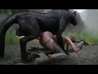 Dog force beastiality sex a hot babe in the woods