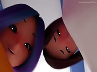 Hot anime girls orgasm at the same time after masturbation