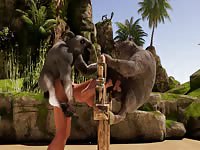 Animals fucking a lone sexy naked slut with their animal dicks and use her as sex slave