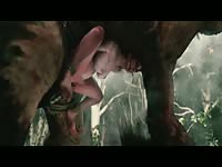 Big animal dick fucking a naked girl's pussy