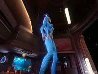 3D blue animal girl showing off her body curves