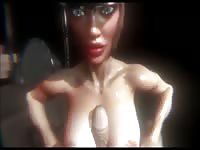 Shemale masturbates her dick and turned into a 3D succubus