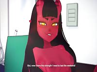 Sex demon giving blowjob to her classmate in hentai porno