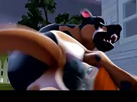 Lovely teen takes in a huge dog dick inside her hentai pussy