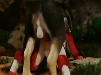 Sexy girl in Santa costume got smashed by dog xxx in hentai porn