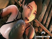 Hot 3D slut with giant boobs forced to suck and jerk off monstrous dick