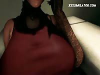 Hot 3D MILF looking hot on her red fitted dress 