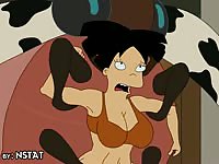 Big tits cartoon beastie gal got fucked by a big bug
