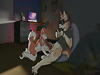 Submissive foxy bitch giving her hot boyfriend sloppy blowjob 