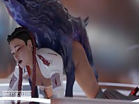 Hot naughty 3D slut cries in pain as she got raped by ugly monster 