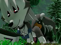 Helpless 3D dog babe got her holes wrecked by wild dog's dick