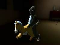 Furry gay goes inside a horse stuff animal and got anal sex