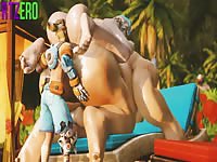 Playful 3D anime busty MILF brutally sucking random gigantic dick