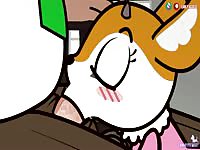 Furry animal girl sucking a pig's big hard hentai dick