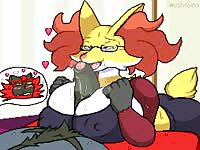 Animal girl sucking a big hard dick before hentai sex