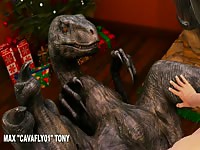 3D anime porno of a man fucking a dinosaur's pussy