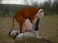 Sexy anime girl having sex with dog loaded with big dog dick