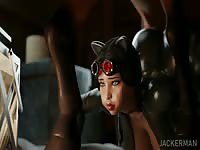 Sexy lady in black suit got fucked and pounded in beastiality hentai porn