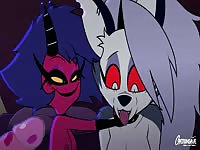 Demonic couple having threesome with a furry animal girl