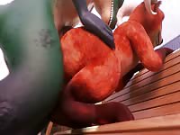 Furry animal girl got smashed in the park by a big animal dick