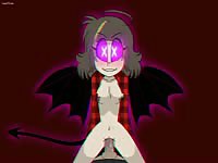 Horny teen succubus pleasuring herself using a huge dildo 