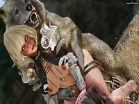 Sexy and beautiful 3D anime babe got extreme pounding from wild bear