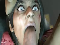 Horny whore sucks huge dick while having beasitality hentai dog sex