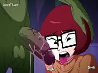 Nerdy school girl forced to suck and lick random monster's dick