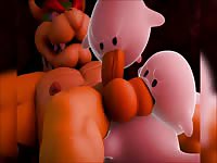 Bowser Gets His Cock Worshipped by Boos